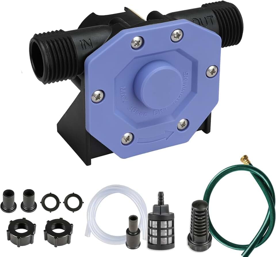 KITLUCK Hand Drill Pump, 750GPH Drill Powered Water Transfer Pump with Water Hose, Oil Tube and Adapter, Manual Water Pump for Drill, Small Self-Priming Electric Drill Pump for Water