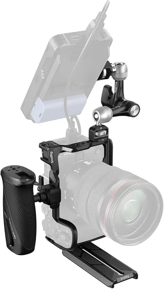 SmallRig HawkLock Quick Release Vertical Shooting Cage Kit for Canon R6 V, with Rotating Side Handle & H21 NATO Rail & Magic Arm & Quick Release Plate for Manfrotto 501PL, Multiple Interfaces – 6382