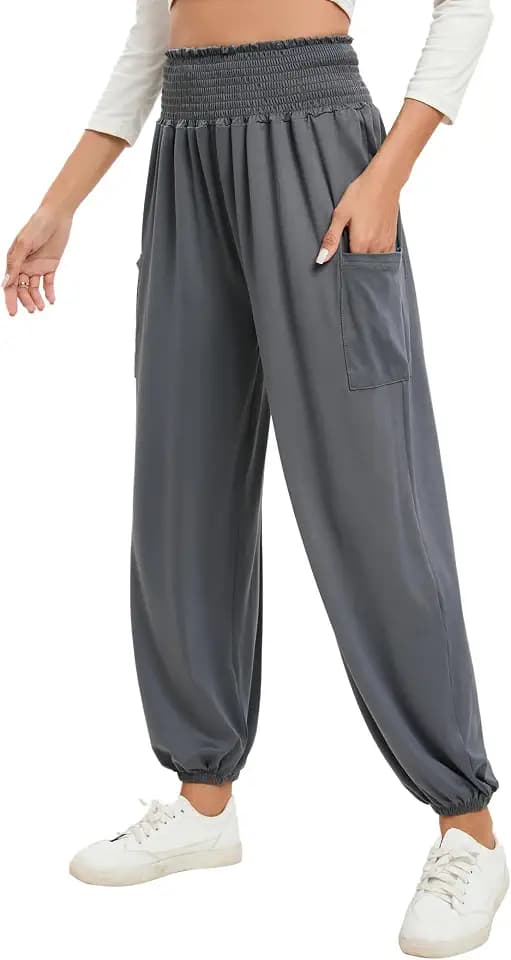 Famulily Damen Yoga-Sweatpants mit Taschen Casual hohe Taille Sport Haremshose Comfy Lounge Pants S-XXL