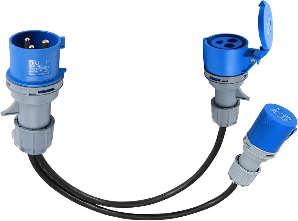 Adapter 32A auf 16A, Starkstrom Adapter IP44 Schutz (2× 0,6m)