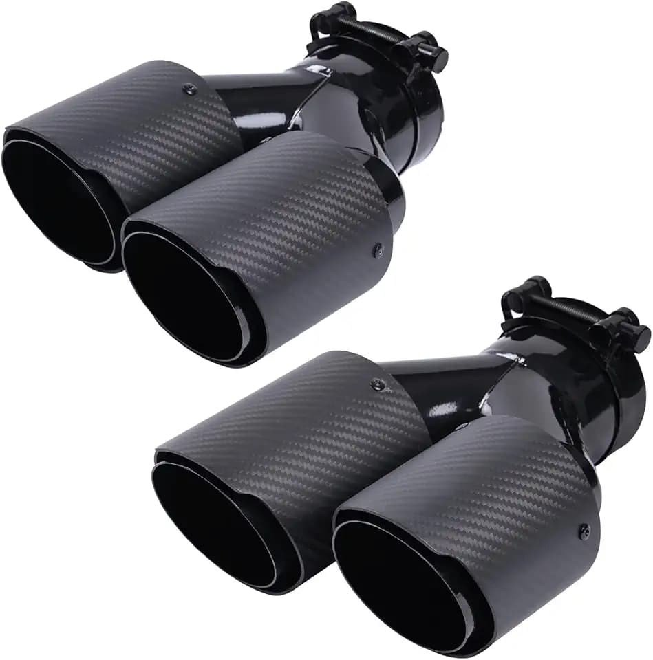 2-Pack Carbon Fiber Dual Exhaust Tips 2.5" Inlet to 3.5" Outlet, Universal Tailpipe 2.5 Inch Exhaust Muffler Tips (Matte)