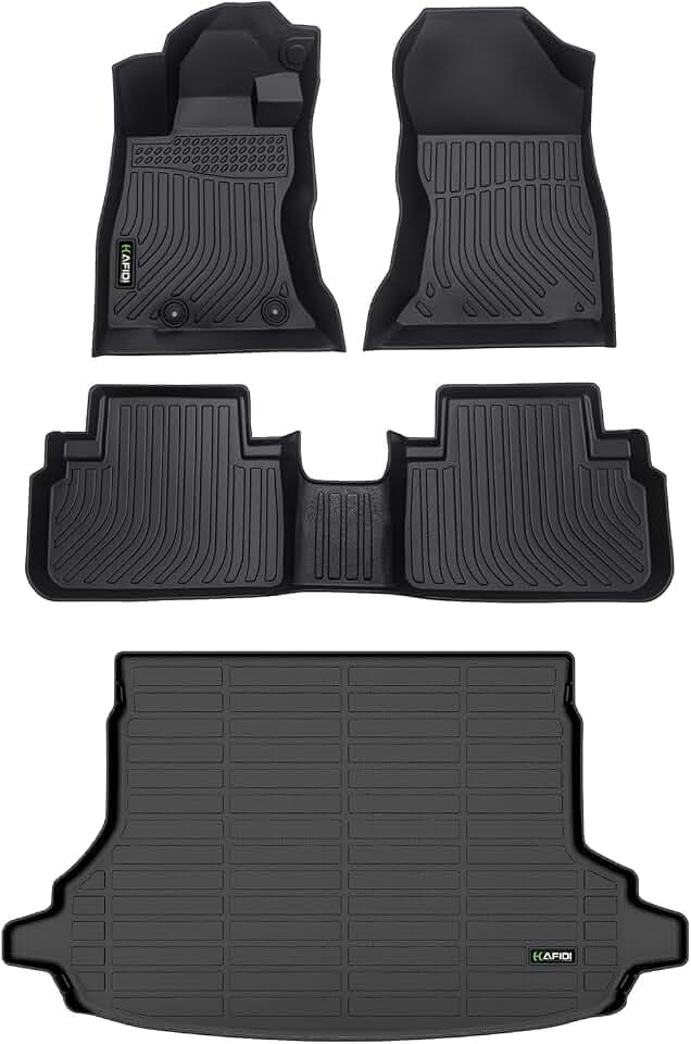 Automotive Floor Mats & Cargo Liner for Forester 2019-2024 All Weather Protection Full Set- Black (for Models Equipped Without Subwoofer)