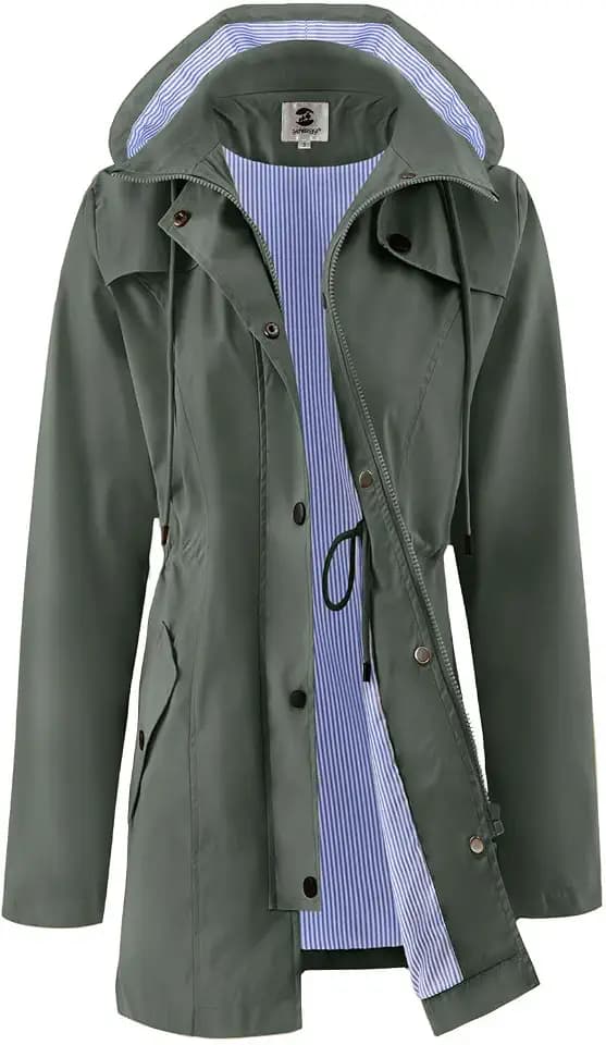 SaphiRose Women's Rain Jacket Waterproof Rain Coat with Hood Outdoor