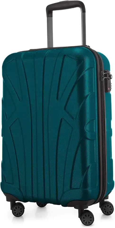 suitline - Handgepäck Hartschalen-Koffer Koffer Trolley Rollkoffer Reisekoffer, TSA, 55 cm, ca. 34 Liter, 100% ABS matt, Aqua Grün