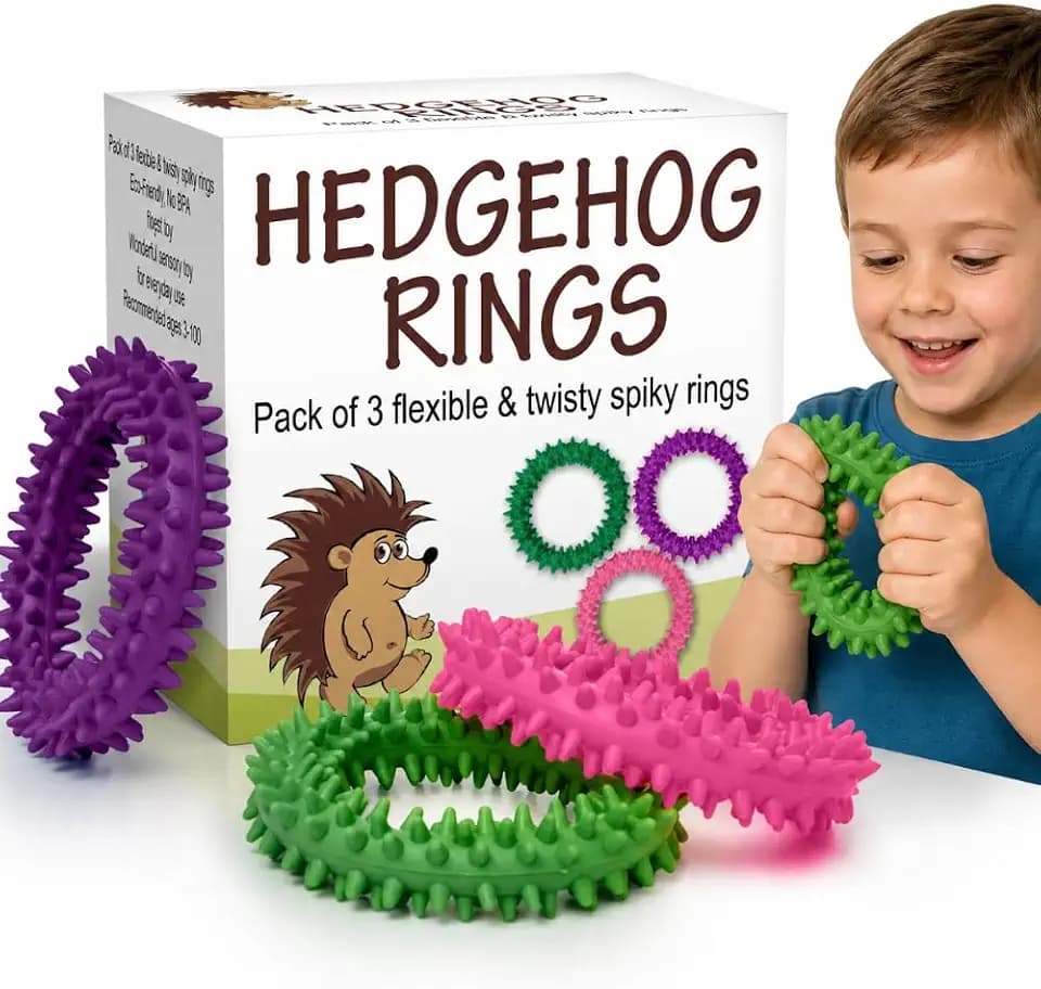 PICK A TOY Hedgehog Rings Spiky Sensory Bracelet for Kids & Adults, 3 Pack