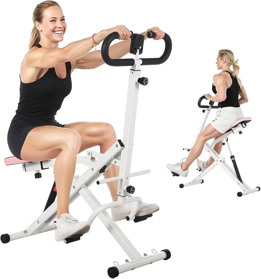 Garvee Squat Machine, Squat Assist Trainer with Adjustable 12 Level Resistance, Foldable Squat Ride Rowing Machine, Full Body Workout Gym for Glutes Legs Workout, 350 LBS Capacity