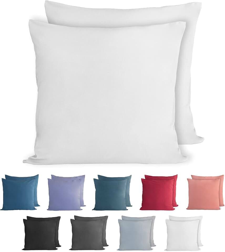 Komfortec 100% Baumwolle Kissenbezüge 2er Set - Superweicher Premium Jersey Kopfkissenbezug 150 g/m² - Kissenhülle - Weiß - 40 x 40 cm