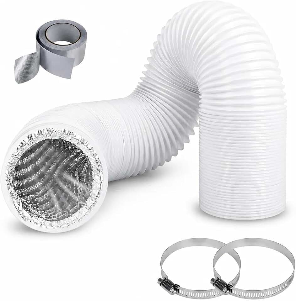Abluftschlauch 150mm,Abluftschlauch 150mm Adapter,2M alu Flexrohr,PVC Alurohr Schlauch mit 2 Schlauchschelle Edelstahl für Mobile Klimaanlage, Trockner, Abluftventilator, Abzugshaube, Belüftungssystem