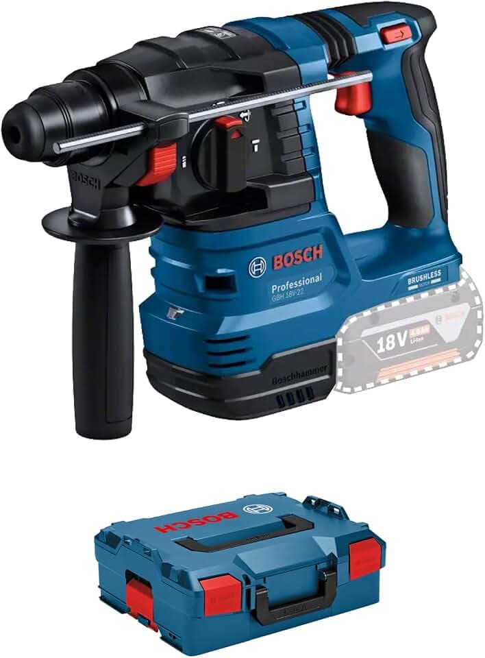BOSCH Professional 18V System martillo perforador a batería GBH 18V-22 (con SDS plus, ideal p. orificios 6-10 mm, KickBack Control y Vibration Control, incl. L-BOXX, sin bat./cargador)Battery Powered