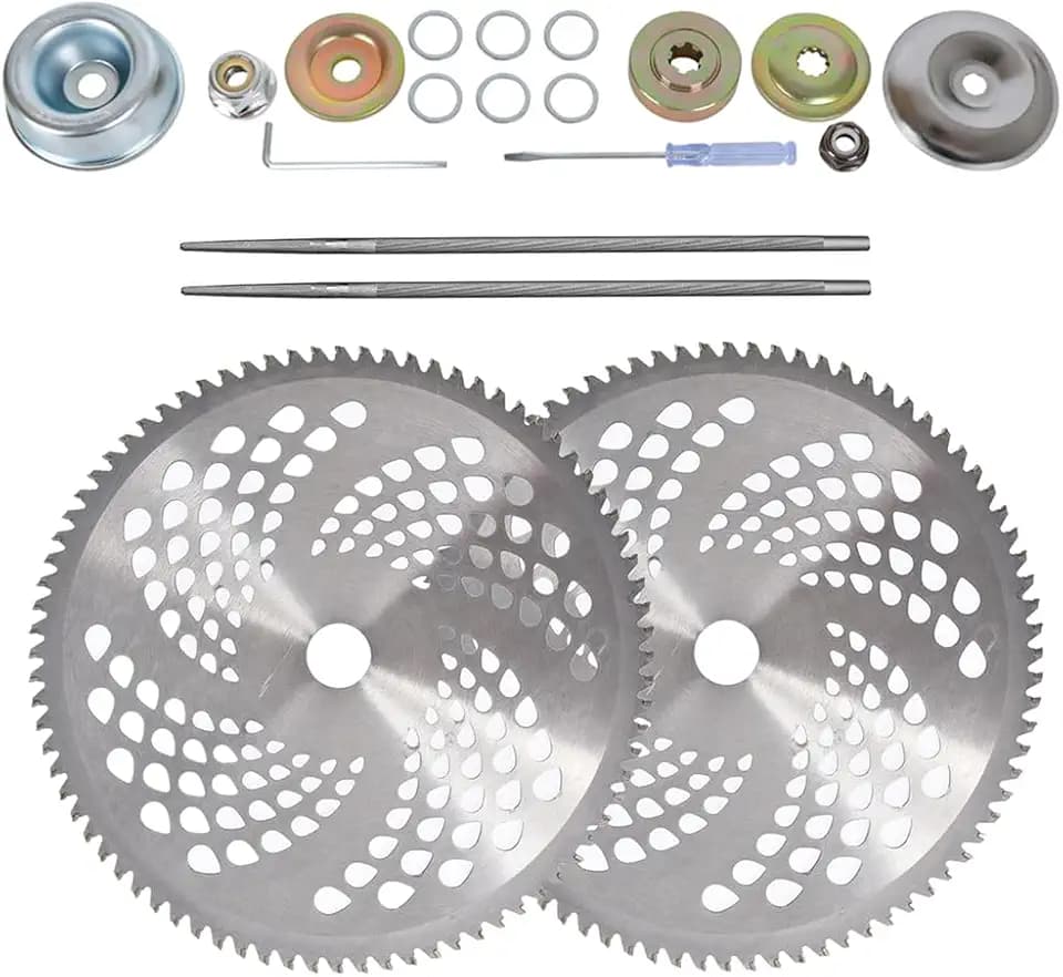 Dunhil 2 Pack 10" x 80T Carbide Tip Brush Cutter Trimmer Blades with 2 Set Universal Adapter Kit for Weed Eater, Cutter, Trimmer