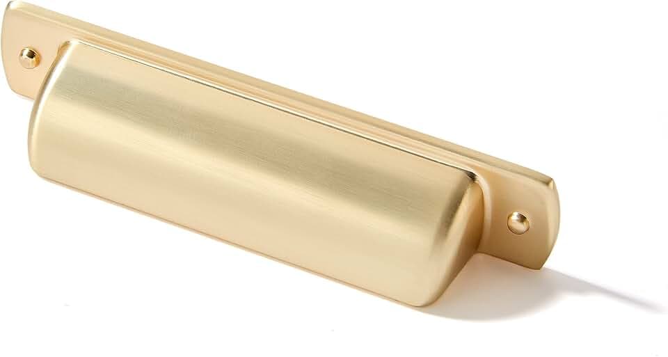 khtumeware 20 Pack 3" Drawer Pulls Brushed Brass Cabinet Cup Pulls Kitchen Hardware Cabinet Handles Drawer Handles Knobs 3 inch Hole Center