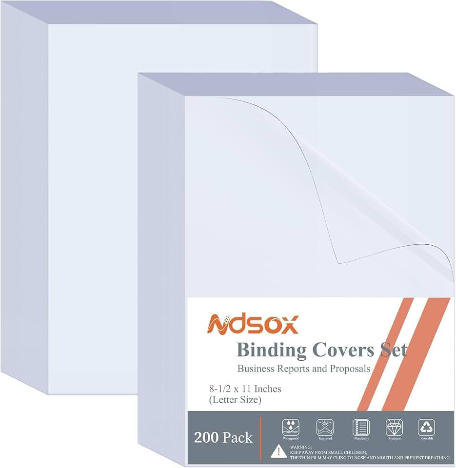 Ndsox 200 Pack Clear Binding Presentation Covers 8 Mil Polycover Sheets