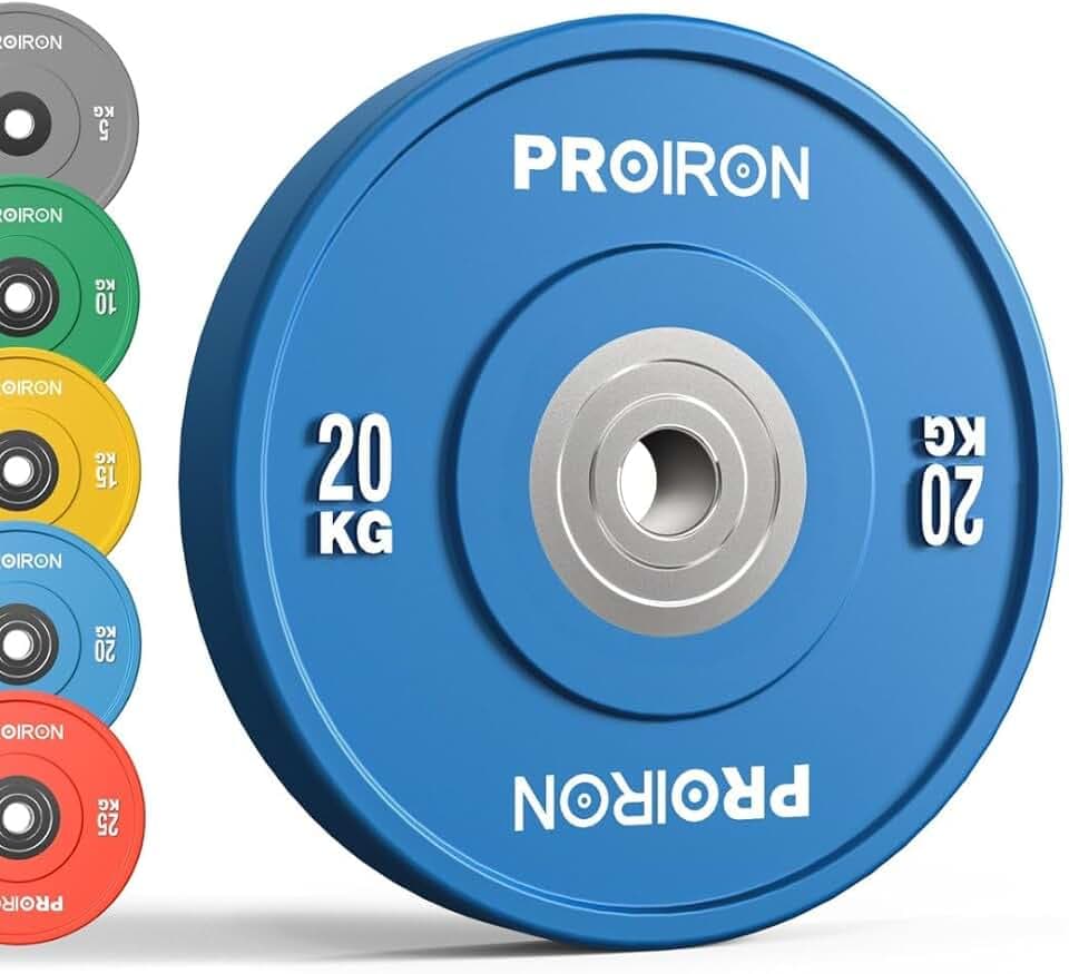 PROIRON Hantelscheiben, Olympic Bumper Plates 50mm, 5-25kg, Hartgummi, Hanteln Gewichtsscheiben nach IWF Standard