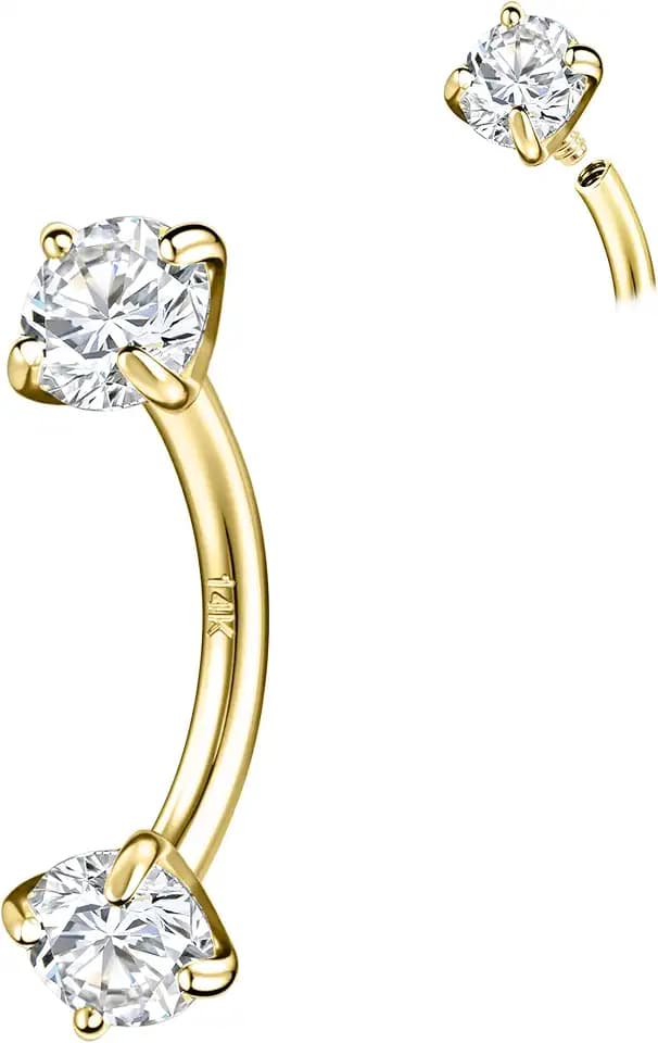 SYLWIA 14K Real Gold Eyebrow Rings 16G for Women