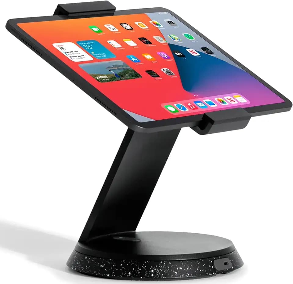 BOUNCEPAD Eddy Tablet Ständer & iPad Halterung – sichere POS-Halterung für 7"-13" Tablets | robuste Tischhalterung aus Druckguss-Aluminium| abschließbar | schwarz