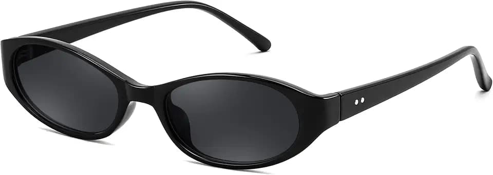 FEISEDY Retro Oval Womens Sunglasses, Trendy Skinny Y2K 90s Small Sunnies