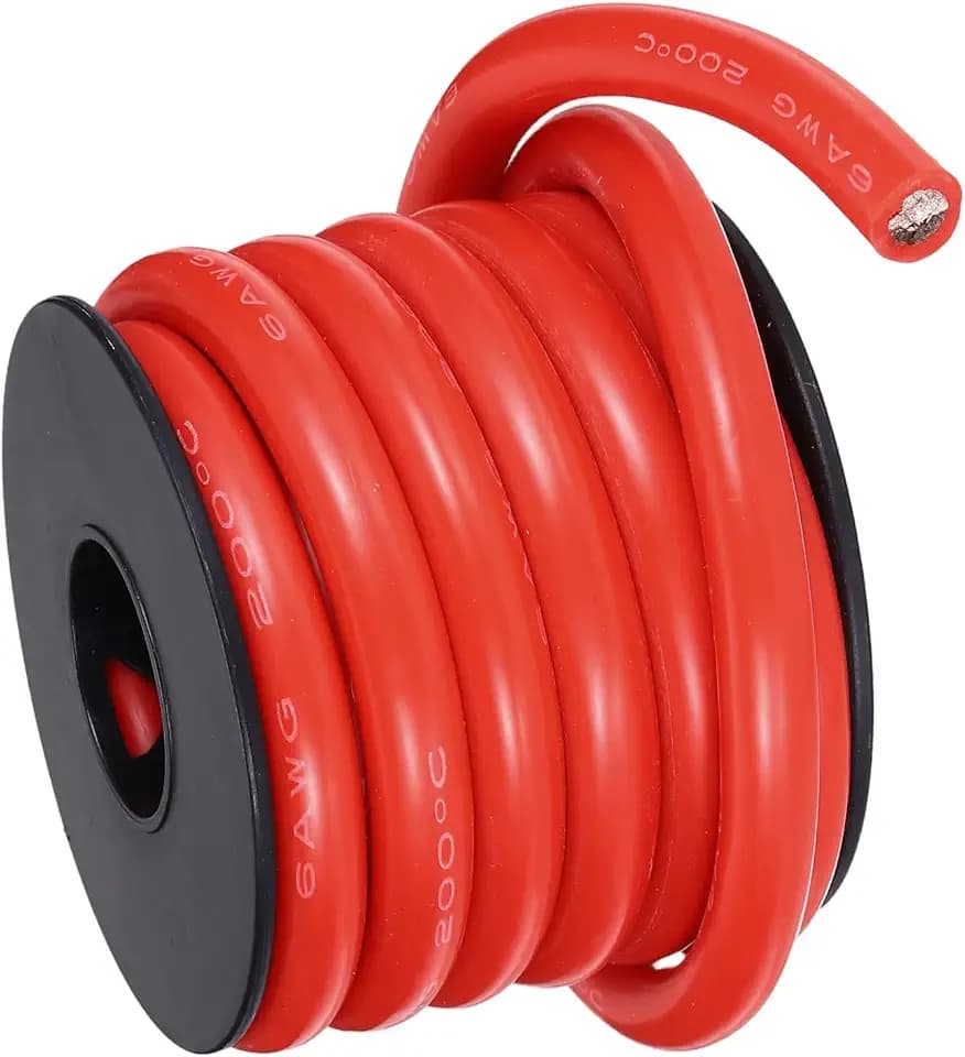 MECCANIXITY 6AWG Flexible Silicone Wire 3m/10ft, 6 Gauge Tinned Copper Electrical Stranded Wire 200 Celsius/392 Fahrenheit High Temperature Hookup Spool for DIY Model Wiring, Red