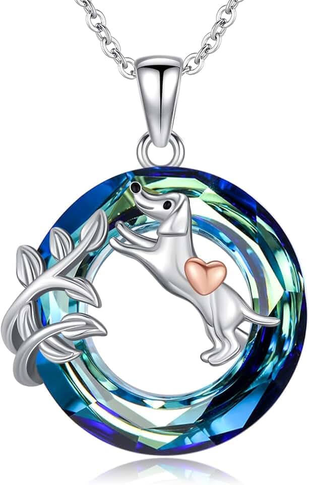 CHENGHONG Dachshund Necklace Gifts 925 Sterling Silver Cute Animal Dog Jewelry for Women Crystal Dachshund Gifts Lovers
