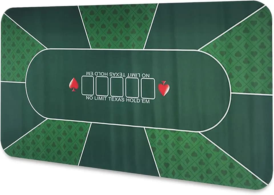 LaiEr Pokermatte10 Spieler Texas Hold'em Gummimatte Pokeroberseite Matte für Tabelle Faltbare bewegliche Pokertischanordnung für Pokerspiele Blackjack Kasino,(240*120*0.2cm,Grün)