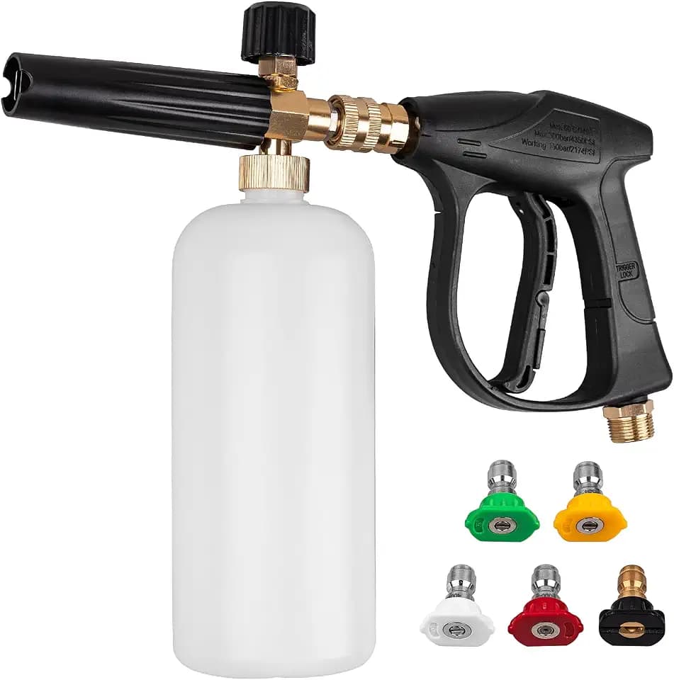 Clatoon Pressure Washer Short Gun Foam Cannon with 1/4 Inch Quick Connector