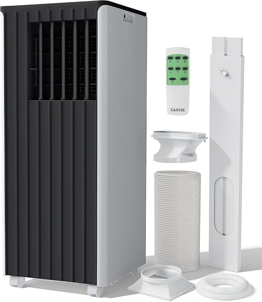 8000 BTU Portable Air Conditioner - 3 in-1 AC Unit Cools 350 Sq. Ft Rooms, Quiet 50 dB Operation w/Touch Control & Remote, Window Kit & 24H Timer, Dehumidifier & Fan Modes for Bedroom, Black Top
