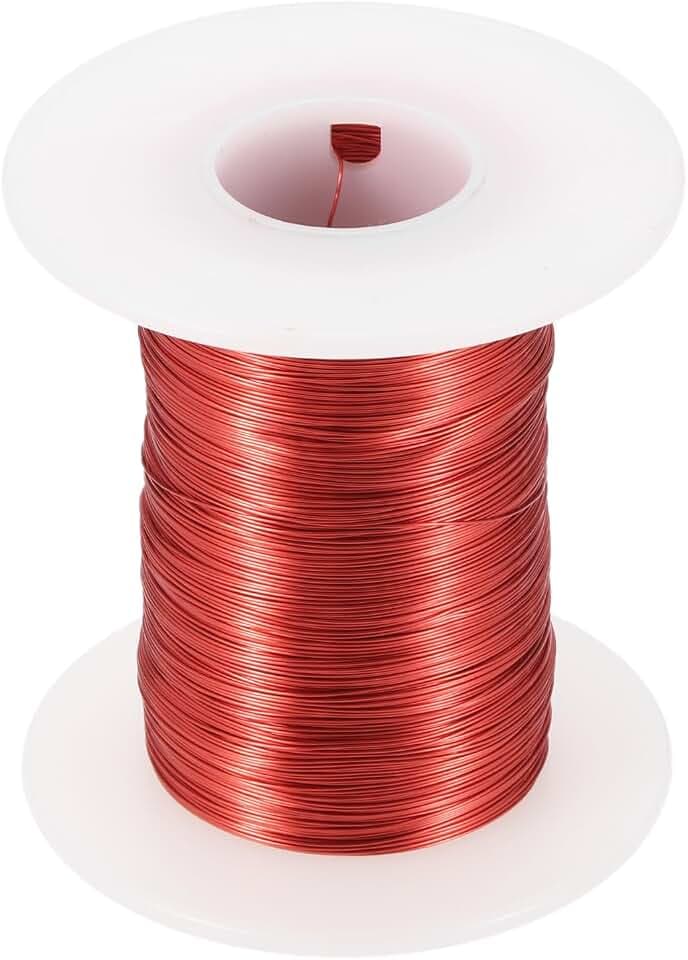 sourcing map Magnetdraht, 34 AWG (34 Gauge), emaillierte Kupferdrähte, 113,4 g, magnetischer Spulendraht für Transformator Motor elektrisch, F-Grad 155 °C, Rot