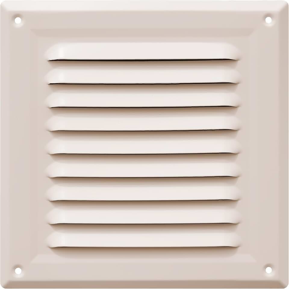Lüftungsgitter 170x170 mm - Lüftung mit Gitter - Belüftungsgitter – Stahl - Belüftungsgitter mit Insektenschutz - Lüftungsabdeckung - Abluftgitter für Kamin - 9010 WEISS GLÄNZEND
