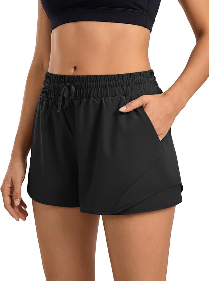 Stelle Women Athletic Running Shorts Mesh Liner Workout Shorts with Pockets