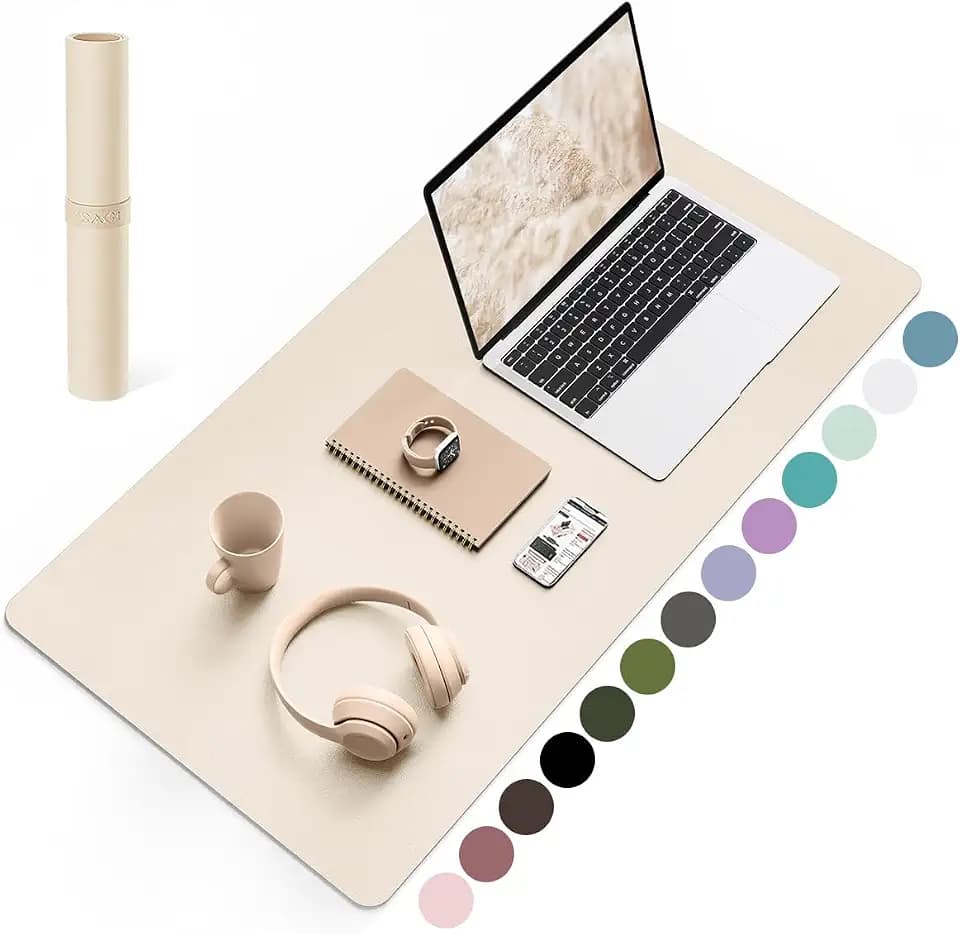 YSAGi Schreibtischunterlage, Premium PU Leder Mauspad, Beige, 80x40cm