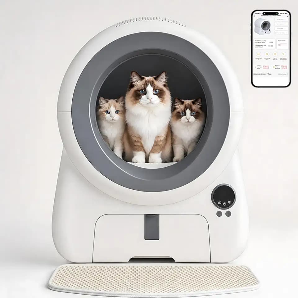 JUMMICO Automatisches Selbstreinigende Katzentoilette, XXXL 100L Innenvolumen, 12L Sammelbehälter, APP-Steuerung, Luftvorhang sowie 10 Sicherheitsensoren mit Einklemmschutz