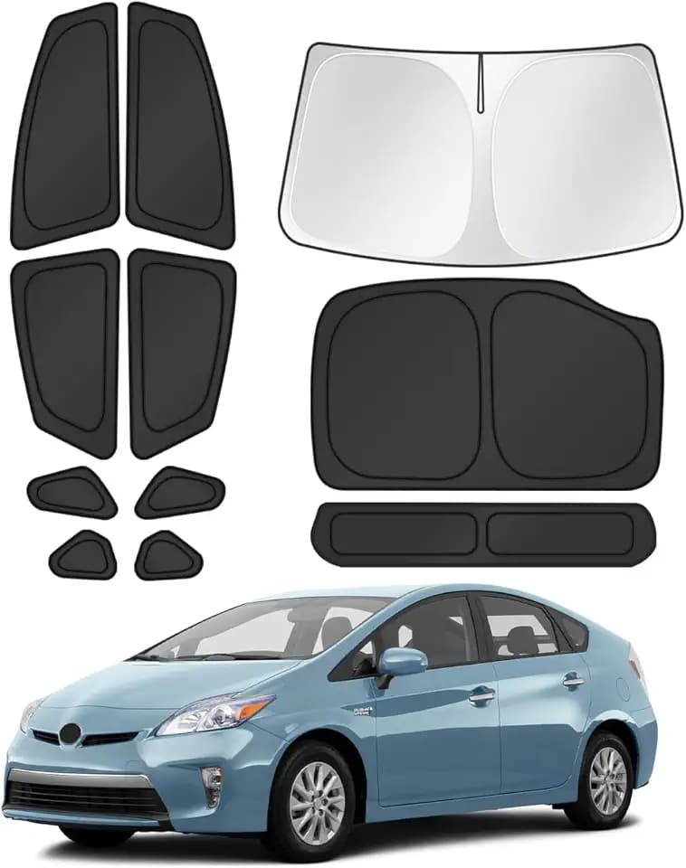 Canvcle Window Shades for 2010-2015 Toyota Prius Hatchback Accessories Windshield Sun Shade Side Rear Window Covers Sunshade Sun Visor Shield Privacy Protection for Camping Keep Car Cool Black 11PCS