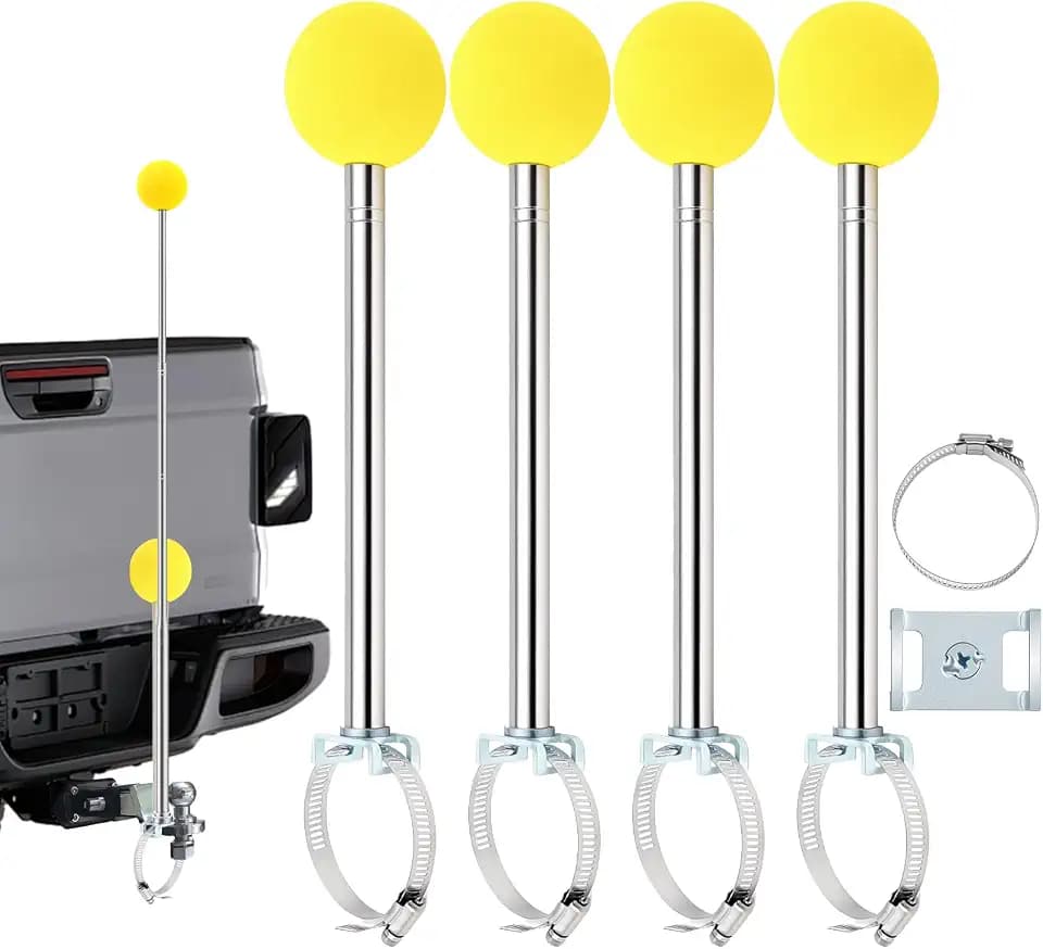 Geelin 4 Pcs 52 Inch Trailer Hitch Alignment Poles, Adjustable Clamp Lock Guide Markers for Solo Boat, Camper and Horse Trailer Hookup, Chrome Plated Steel Towing Accessories