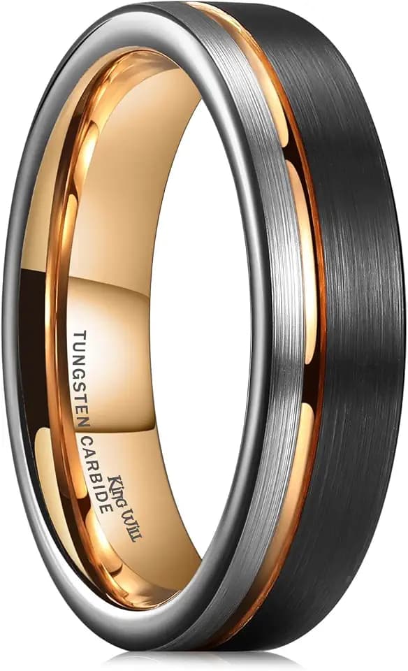 King Will Mens Tungsten Carbide Wedding Band with Groove Design