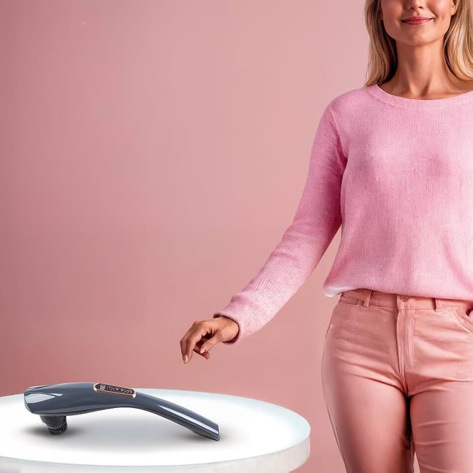 GLOBAL RELAX® | EGO Körpermassagegerät I Grau I Multifunktionales kabelloses Massagegerät I Shiatsu-Massage I Percussion I 6 austauschbare Köpfe I anpassbar an jeden Teil Ihres Körpers