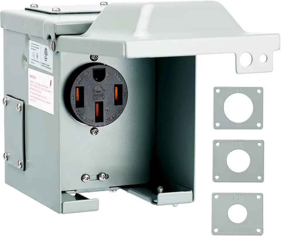 RVGUARD 50 Amp 125/250 Volt RV/EV Power Outlet Box, NEMA 14-50R Receptacle