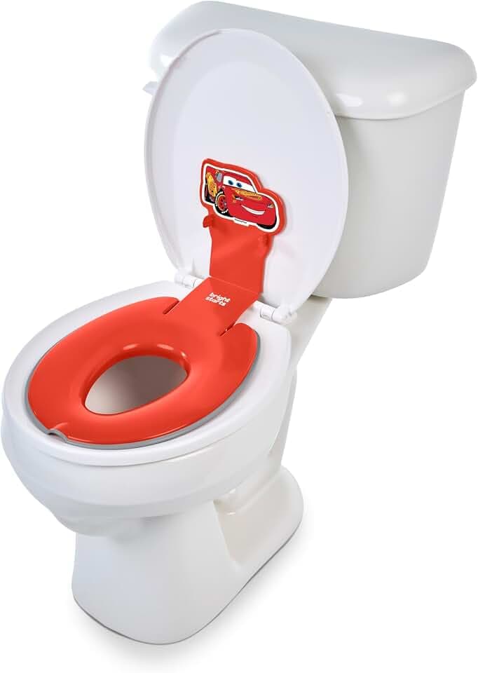 Disney Baby Cars Lightning McQueen Flip & Sit Töpfchensitz für Kleinkinder, Sicherer Toilettenaufsatz mit Rutschfesten Griffen, Einfache Montage, Ab 18 Monaten, Rot