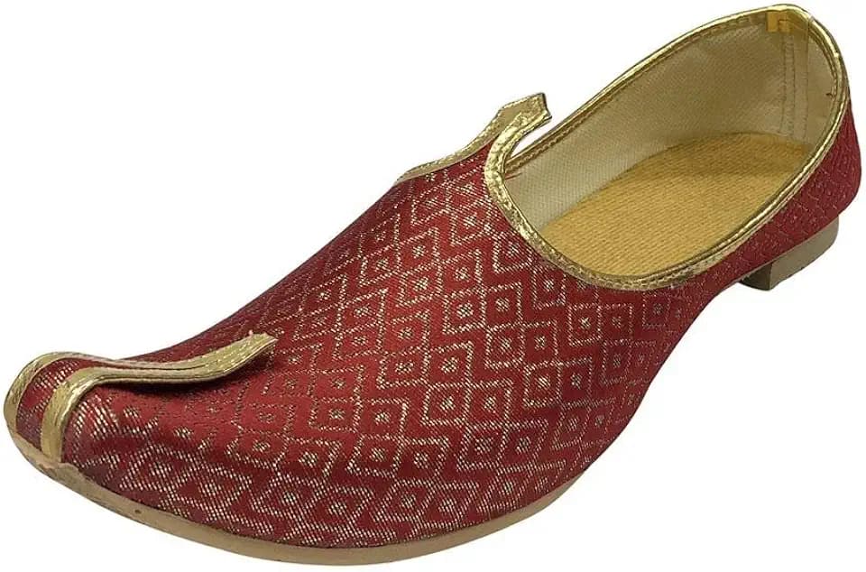 Stop n Style Wedding Khussas - Men's Dressy Juttis, Casual Indian Shoes for Groom, Paisley Design Him