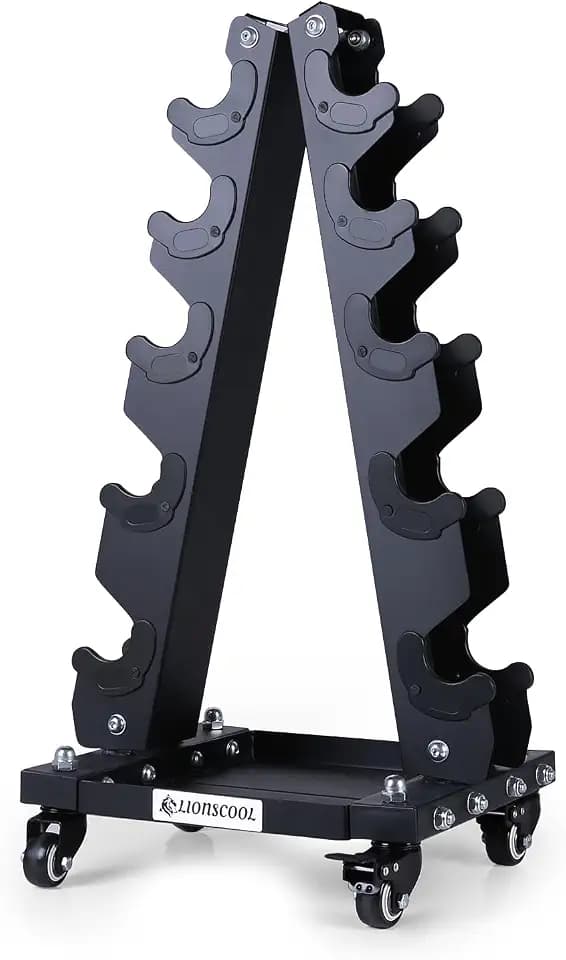 LIONSCOOL Dumbbell Rack Stand Only, A-Frame Rolling Weight Storage and Tray