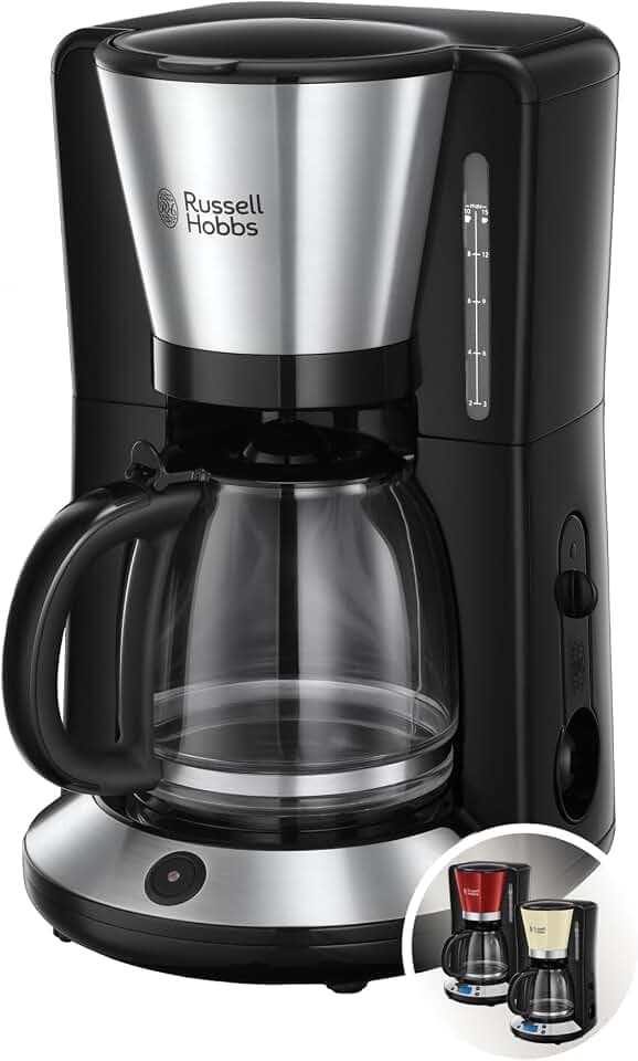 Russell Hobbs Kaffeemaschine [Brausekopf für optimale Extraktion&Aroma] Adventure (1 bis 10 Tassen, 1,25l Glaskanne,Warmhalteplatte, Abschaltautomatik,Tropf-Stopp, 1100W) Filterkaffeemaschine 24010-56