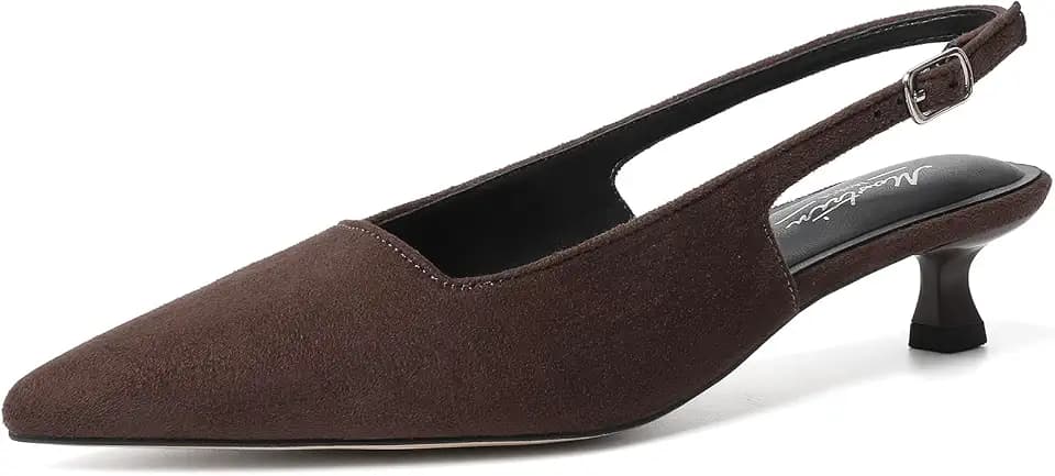 Mostrin Kitten Heels for Women Pointed Closed Toe Heels Low Pumps Shoes for Party Work Office