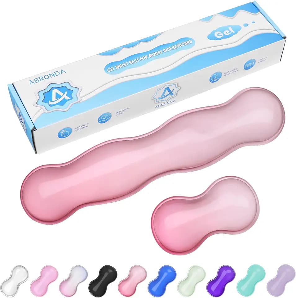 Gel Wrist Rest for Keyboard and Mouse, Wrist Rest for Keyboard, Mouse Wrist Support, Pain Relief, Cool Touch, Non-Skid, Wrist pad Set