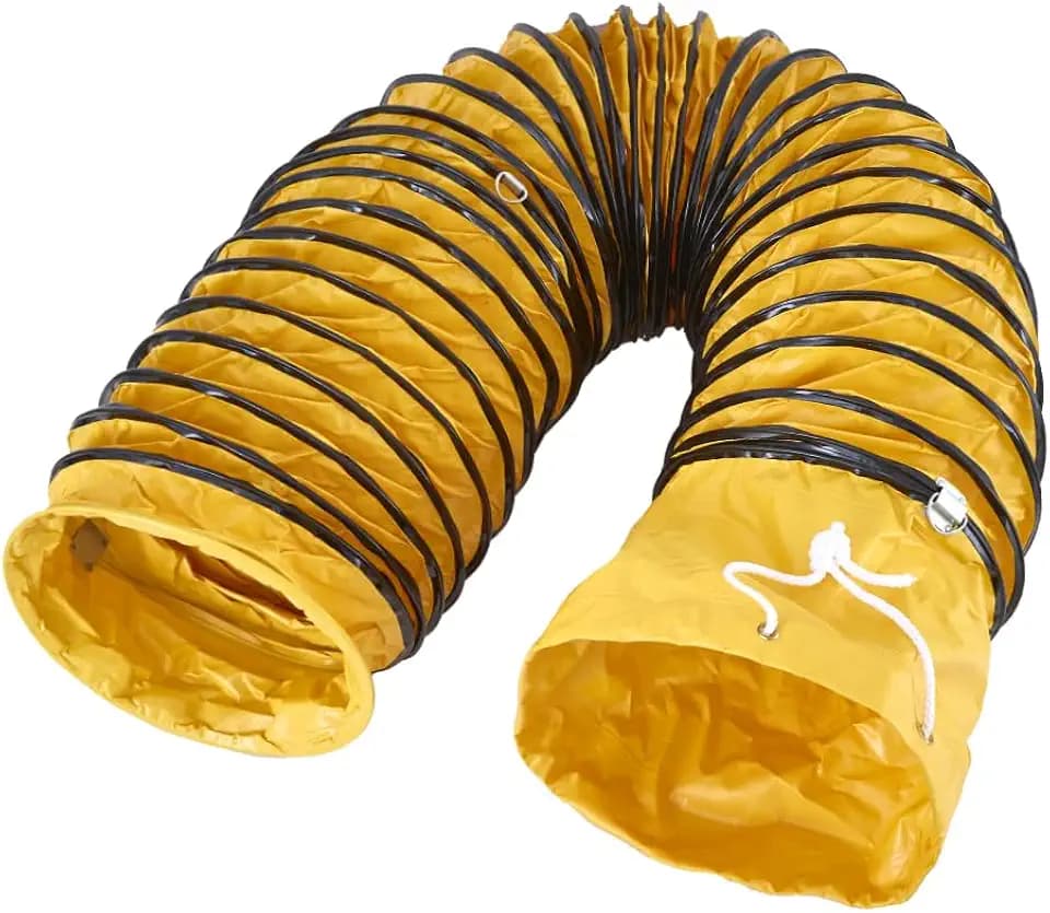 16FT PVC Flexible Duct Pipe with S Hook & Steel Support HAVC Ducting for 8 inch Ventilator Utility Blower Fan & Exhaust Fan