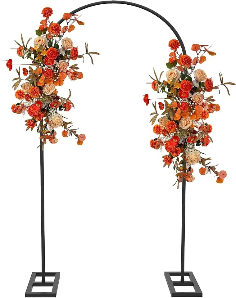 Queension Arch Backdrop Stand 6.6FT, Wedding Arch Stand with Base,Balck