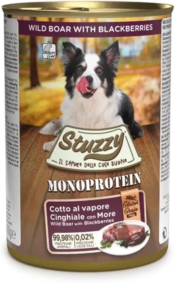 Stuzzy Dog Monoprotein Wildschwein, Hundefutter nass, 6 Dosen x 400 g, 2.4 kg