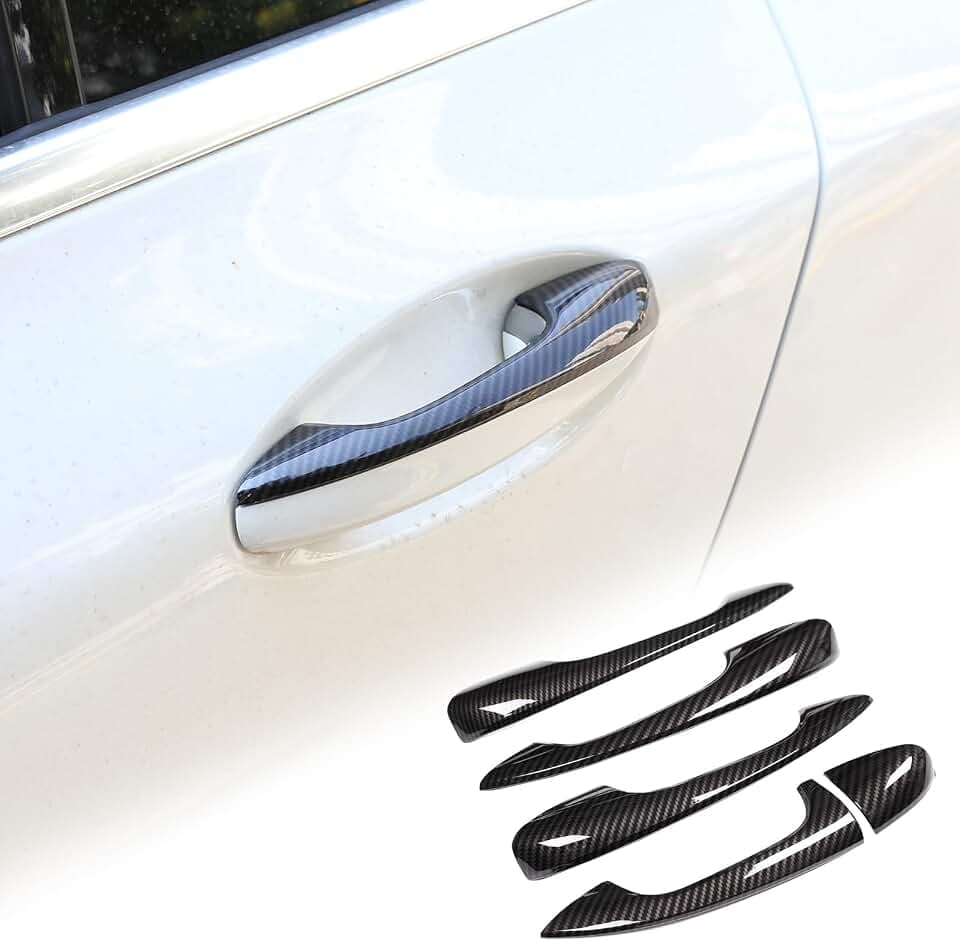 4PCS Car Door Handle Cover Trims Compatible with Mercedes-Benz C GLC Class W205 X253 2015-2021 Car Exterior Door Handle Cover Protector ABS Exterior Accessories (Carbon Fiber)