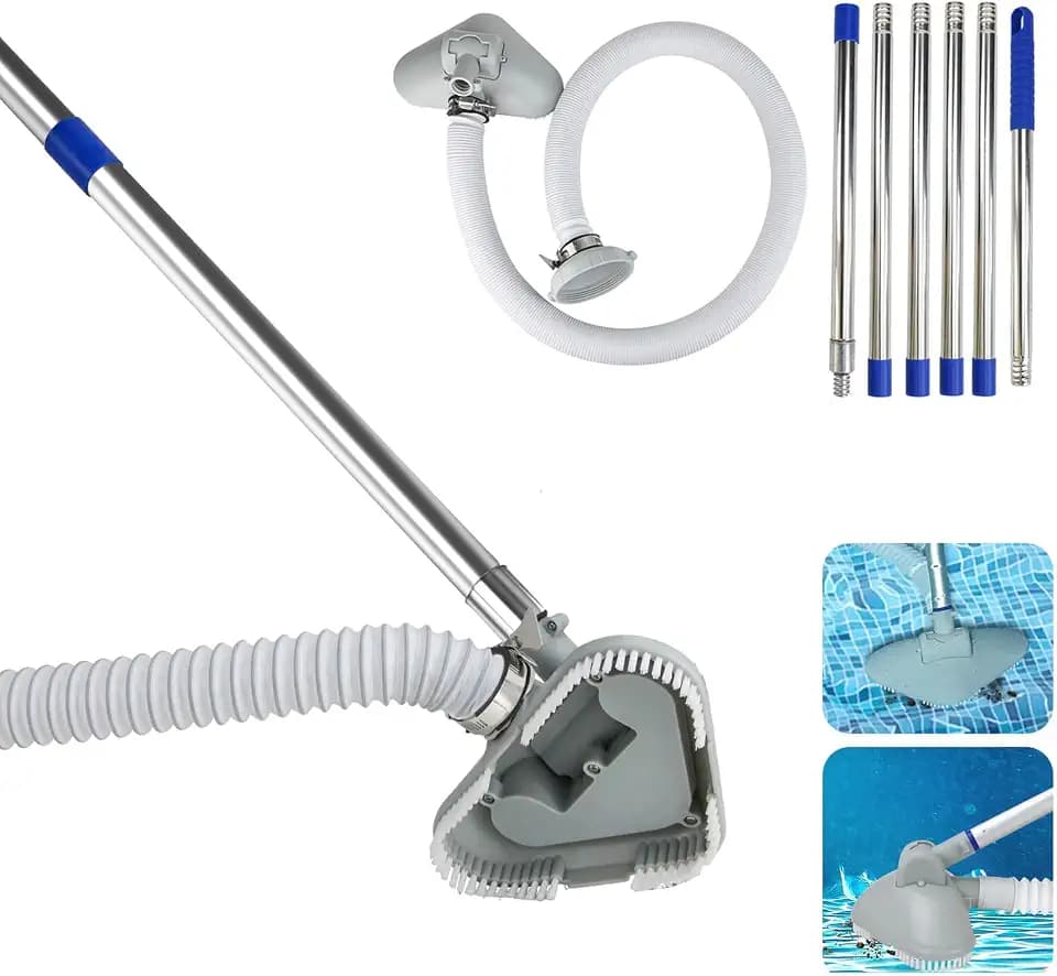Poolsauger Bodensauger, Poolreiniger Bodensauger mit 4m Extradicker Schlauch und Edelstahlgriff, 2026 Neues Upgrade Poolsauger für Sandfilteranlage, Pool Sauger Boden für Spas, Whirlpools, Pools
