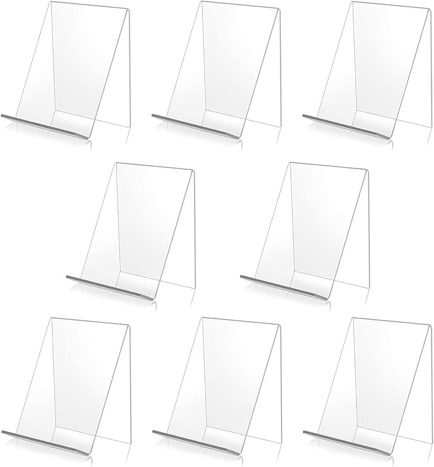 8 Stück Acryl Buchständer, Transparenter schräger Broschürenständer, Klar Acryl Buch Display für Telefone, Schilder, Broschüren, Menü Poster, Zeitschriften