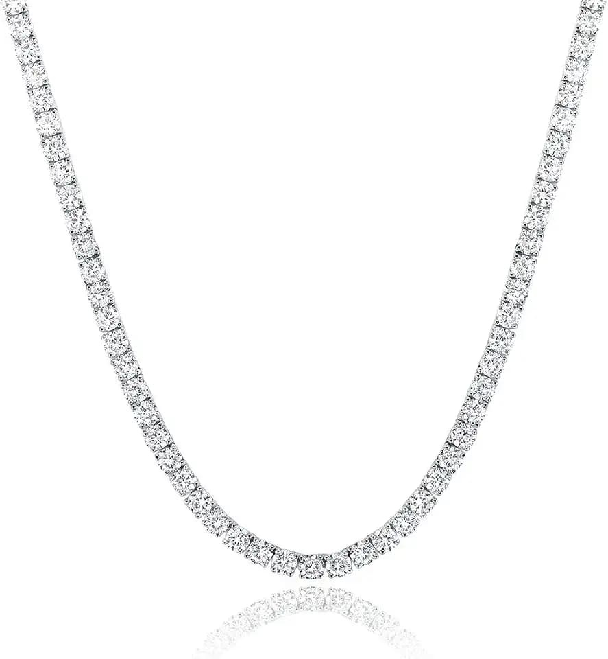 MDFUN Tennis Necklace 18K Gold Plated 4.0mm Cubic Zirconia Chain Men Women