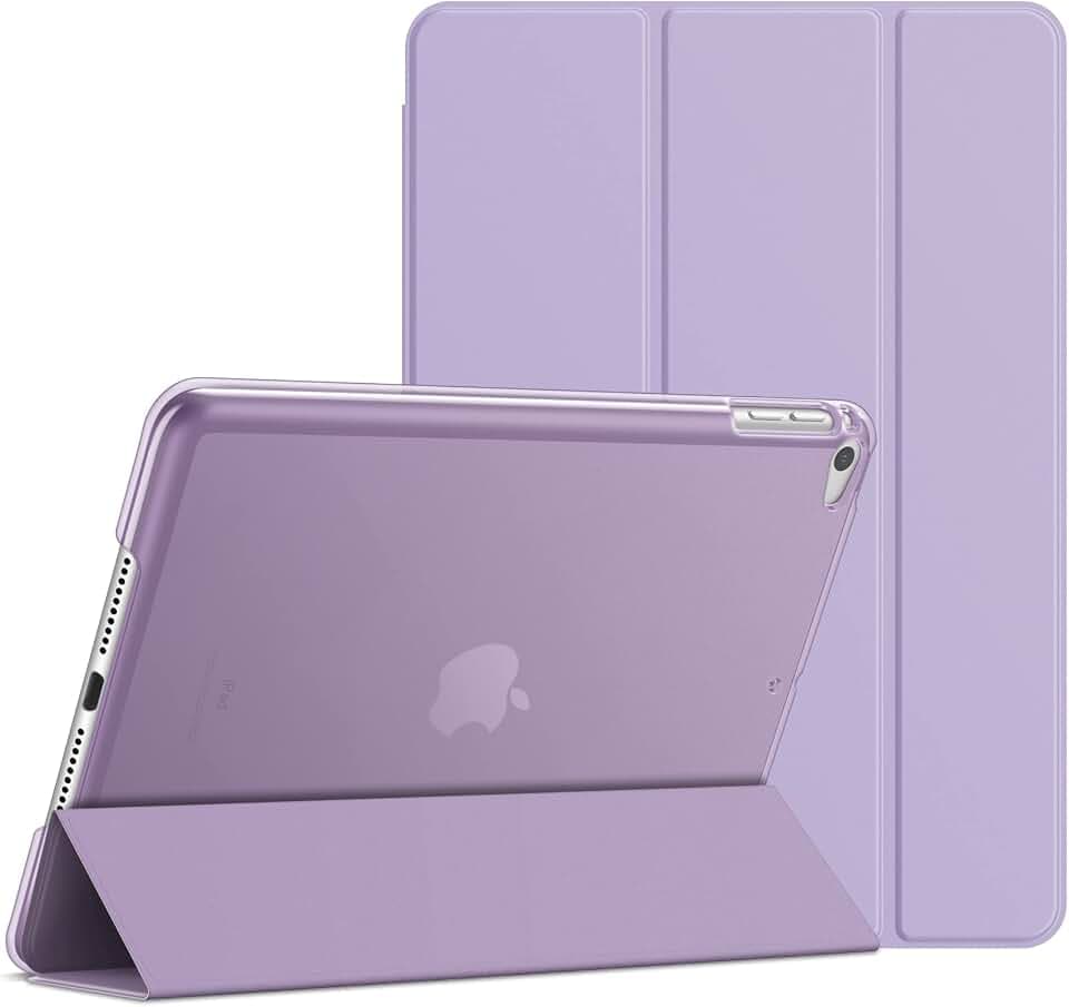 JETech Hülle für iPad mini 5. Gen 7,9" (2019), Helles Lila | Schlanke Transluzent Rückseite, Dreifach-Ständer, Auto Schlafen/Wachen, Leichter Stoßschutz