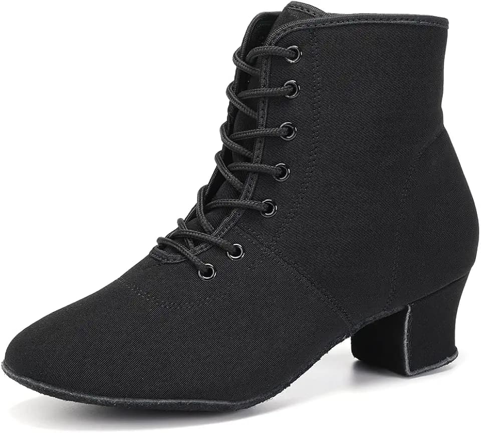 HROYL Women’s Low Block Heel Ankle Dance Boots for Latin Ballroom Practice